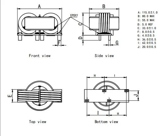 Des bobines d'étouffement à courant élevé à enroulement horizontal à 2 phases pour l'énergie solaire