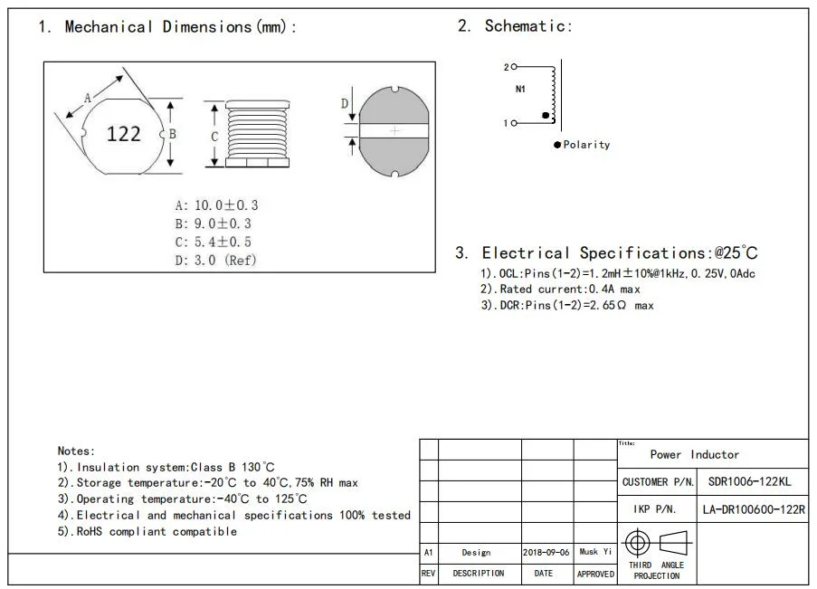 SMD SMT Surface Mount Low Profile Power Inductor (Inducteur de puissance à profil bas)