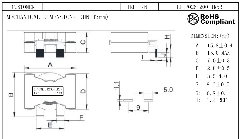 Ikp Electronics fabrique un inducteur de puissance à haute fréquence avec fil plat