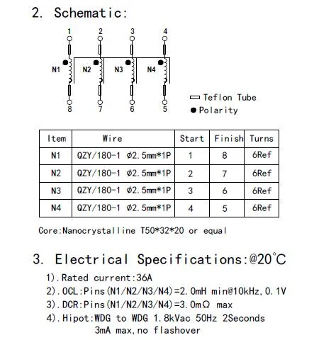 Inducteur d'étouffement de mode commun 36A à 4 phases
