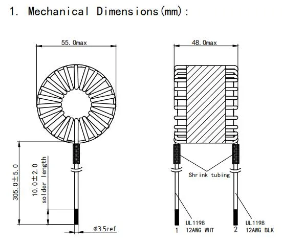 Inducteur d'étranglement de mode commun standard pour le pilote LED