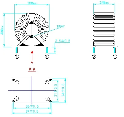 Inducteur à bobine de mode commun avec base