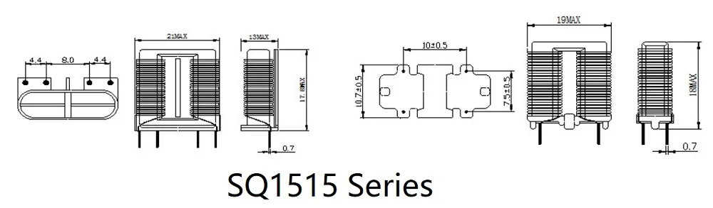 Sq1515 série bobines d'étranglement en mode commun à fil plat pour EMI/EMC