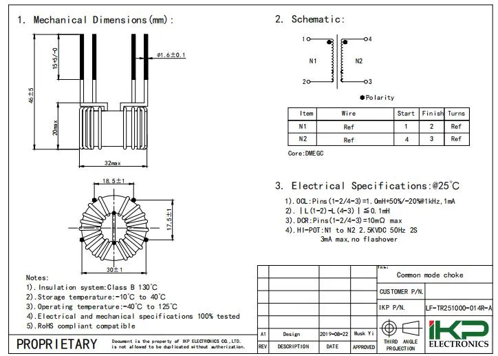 Coil d'étouffement à mode commun horizontal pour ligne électrique