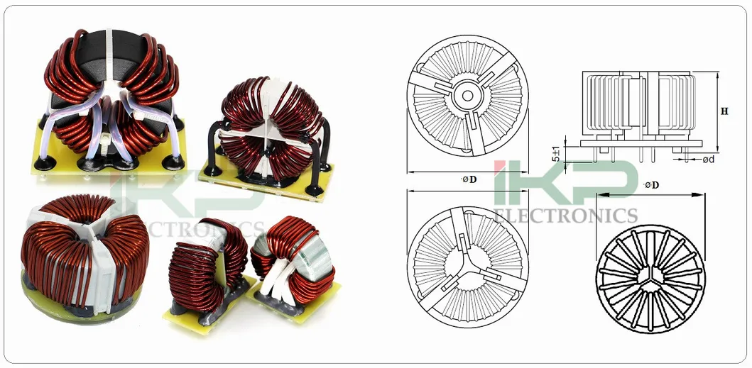 Coil d'étouffement en mode commun vertical avec noyau toroïdal Mn-Zn ferrite dans l'énergie solaire et éolienne