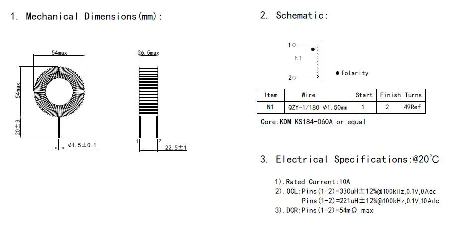 L'usine de bobines d'étranglement produit des bobines d'étranglement à mode différentiel avec le noyau Kdm Sendust