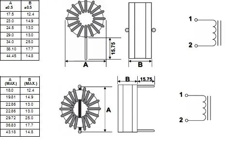 Fil plat enroulé verticalement Toroïdal Ferrite noyau différentiel mode bobines d'étranglement