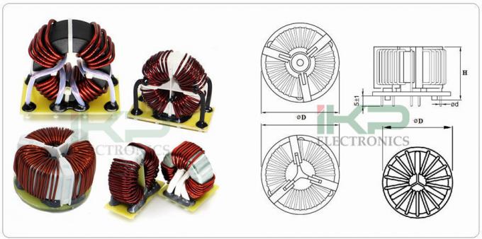 Filtre de ligne d'alimentation en mode commun à noyaux toroïdaux doubles Mn-zn de type horizontal avec base spéciale