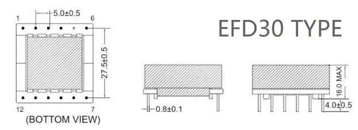 Transformateur à haute fréquence SMPS de type Efd personnalisé