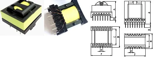 Transformateur haute fréquence abaisseur de type Etd39 fourni par l'usine Ikp