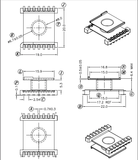 Transformateur à haute fréquence SMD Er 14.5 complexe