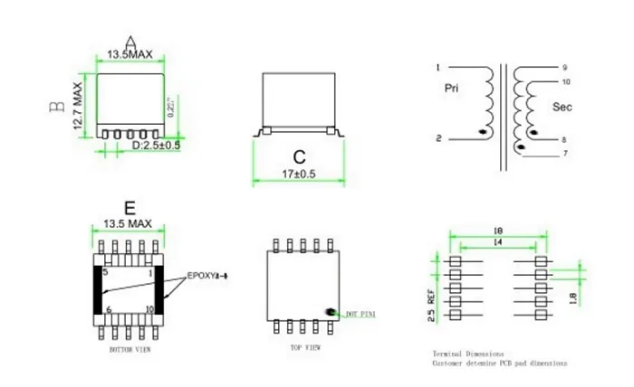 Transformateurs de puissance à haute fréquence de type SMD de la série Ep à prix d'usine