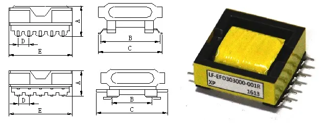 Transformateur de puissance à haute fréquence de type Efd30 pour l'énergie solaire