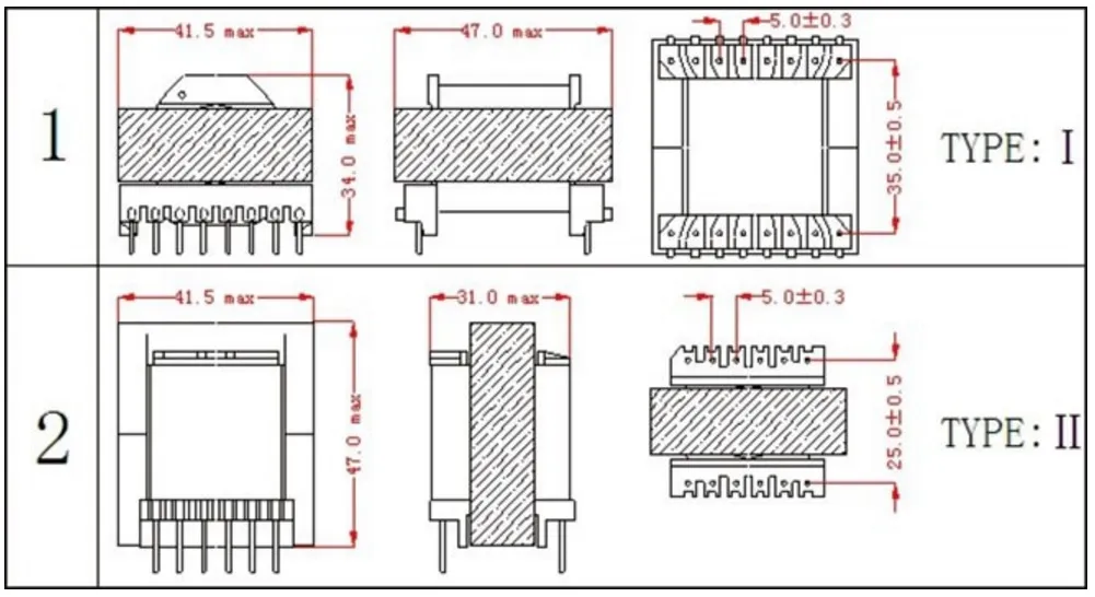 Transformateur d'onduleur photovoltaïque haute fréquence monophasé personnalisé pour l'énergie solaire (Ec4953-60V-60A)