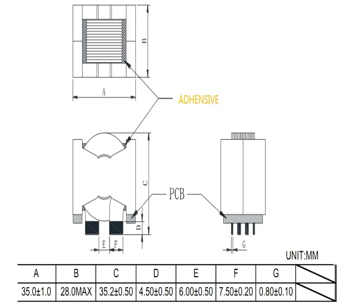 Transformateurs à haute fréquence à noyau ferrite de type SMD pour véhicules électroniques